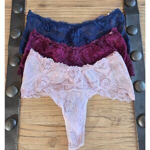 Victoria's Secret High Rise Wide Side Thong Bundle sz M New